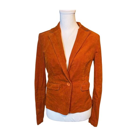 Bench Orange Corduroy Blazer M Slim Fit Preppy Workwear Retro Academic eclectic - Picture 1 of 9